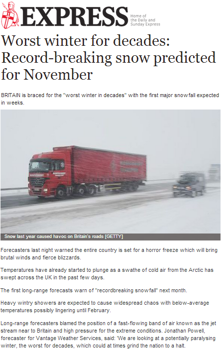 Record-breaking snow predicted for November